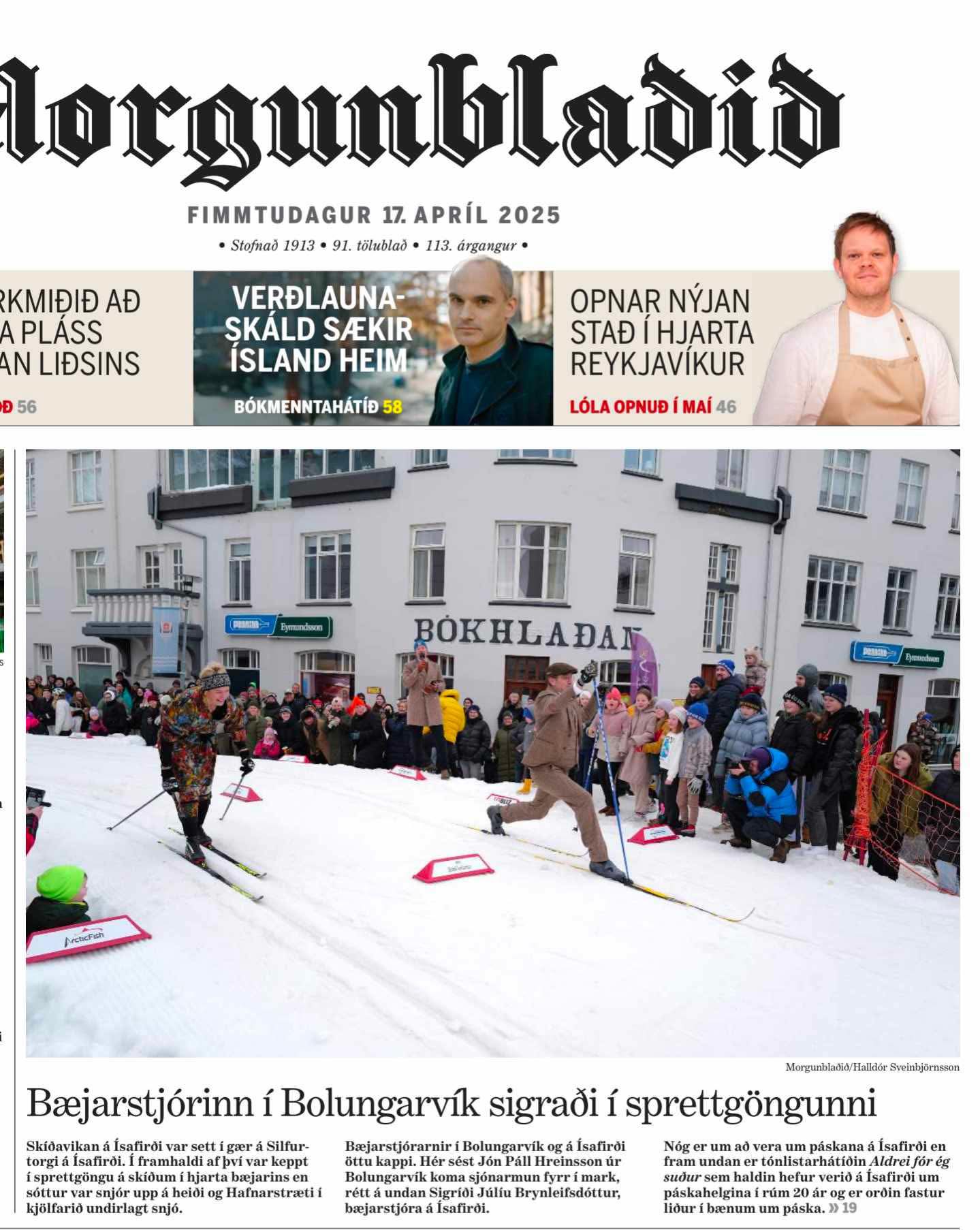 Bæjarstjórar á forsíðu Morgunblaðsins.