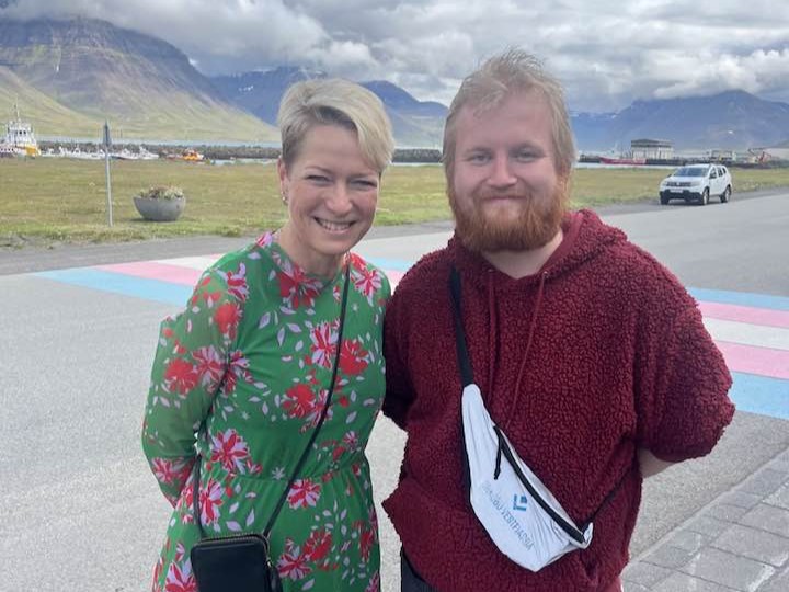 Sigríður með Úlfi, fyrrum nemanda Lýðskólans á Flateyri.