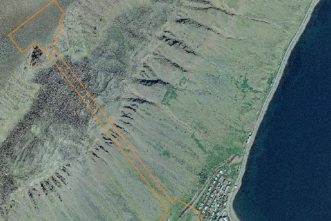 Afmörkun deiliskipulags á Eyrarfjalli. Mynd: Efla.